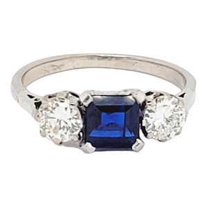 Art deco sapphire and diamond engagement ring SKU: 6469 DBGEMS