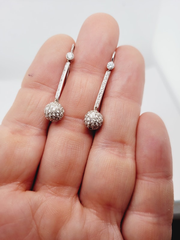 Pair of diamond drop ball earrings SKU: 6470 DBGEMS - image 2