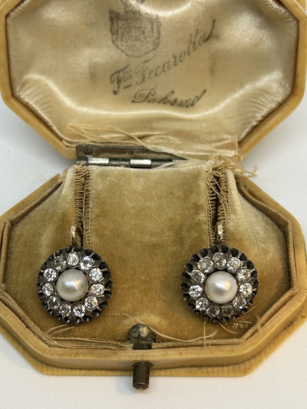 Victorian natural pearl diamond earrings and brooch at Deco&Vintage Ltd - image 2