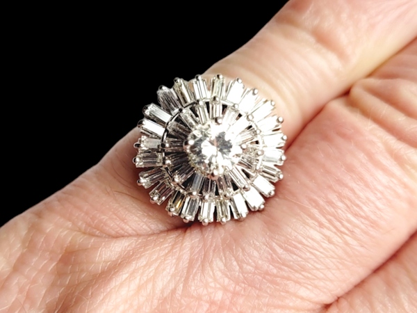 Baguette diamond cluster ballerina ring SKU: 6484 DBGEMS - image 2
