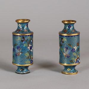Pair of Chinese miniature cloisonné vases, 19th century