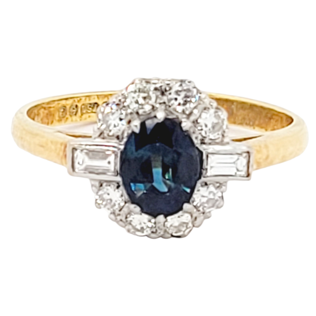 Vintage Sapphire And Diamond Cluster Ring SKU: 6517 DBGEMS