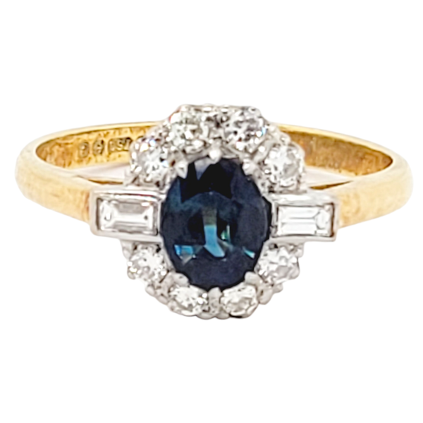 Vintage sapphire and diamond cluster ring SKU: 6517 DBGEMS - image 1