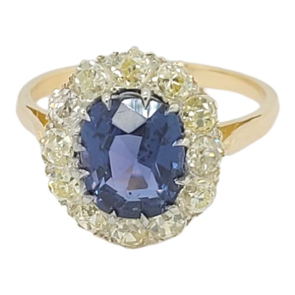 Antique sapphire and yellow diamond engagement ring SKU: 6518 DBGEMS - image 1