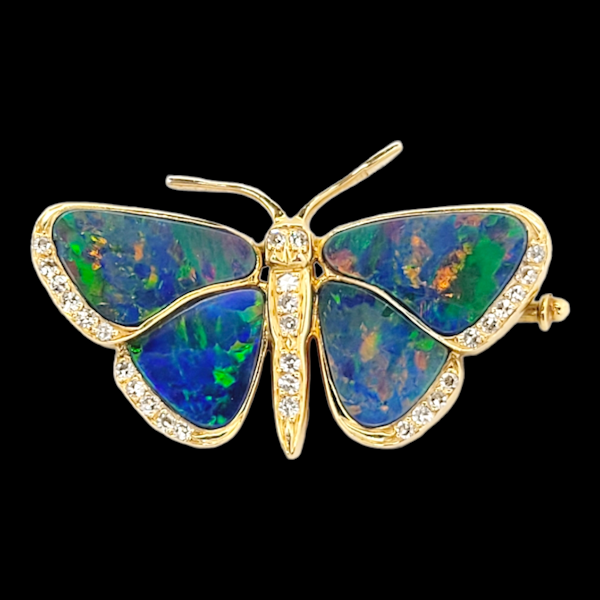 Opal and diamond butterfly brooch/ pendant SKU: 6521 DBGEMS - image 3
