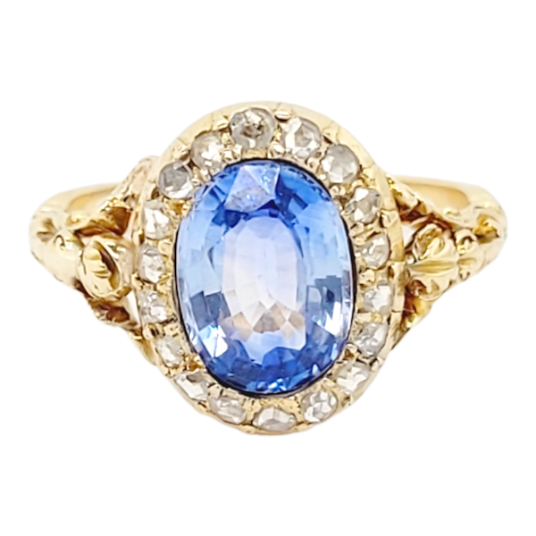 Rare Antique sapphire and diamond cluster engagement ring SKU: 6545 DBGEMS - image 2