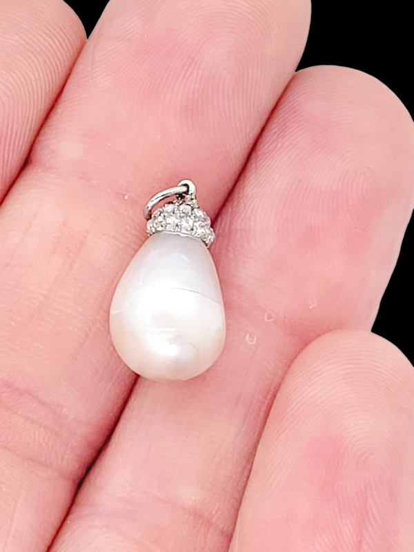 Edwardian Natural pearl and diamond pendant drop SKU: 6556 DBGEMS - image 1