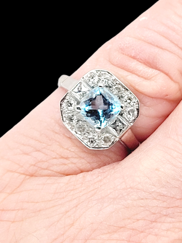 Art deco aquamarine and diamond ring SKU: 6557 DBGEMS - image 1