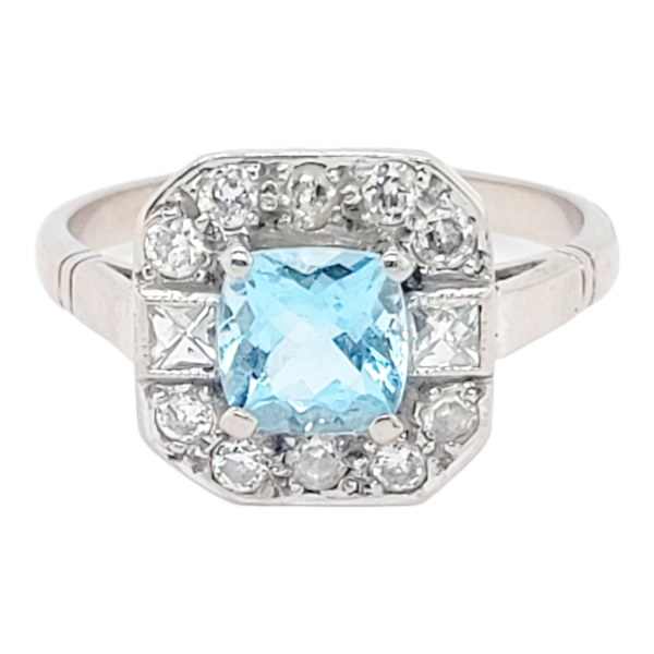 Art deco aquamarine and diamond ring SKU: 6557 DBGEMS - image 5