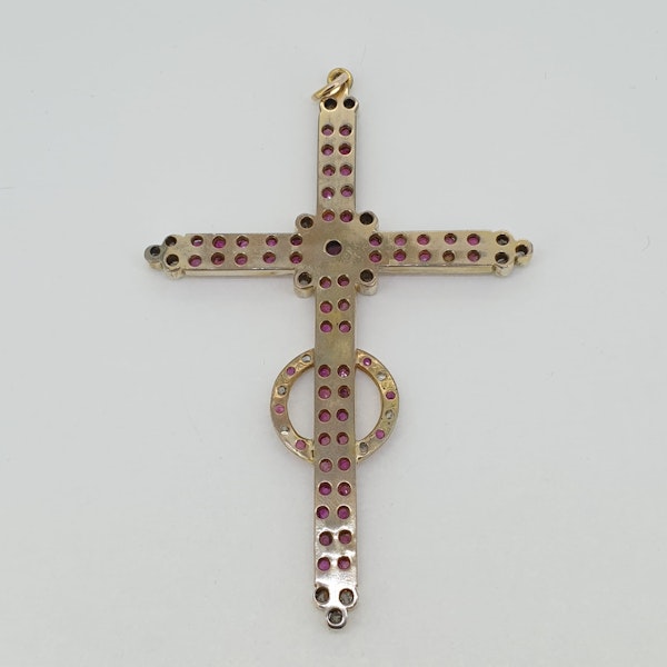 Victorian Ruby cross with Rose Diamonds - image 2