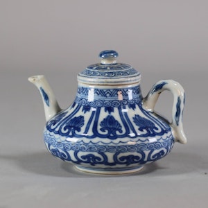Chinese, probably soft paste, blue and white miniature teapot, Kangxi (1662-1722)