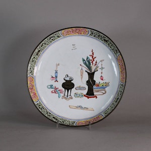 Chinese Canton enamel dish, c.1800