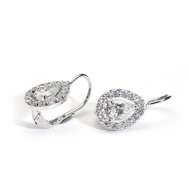 Modern Pear Shape Diamond And White Gold Cluster Earrings - image 3