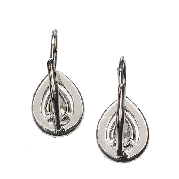 Modern Pear Shape Diamond And White Gold Cluster Earrings - image 4