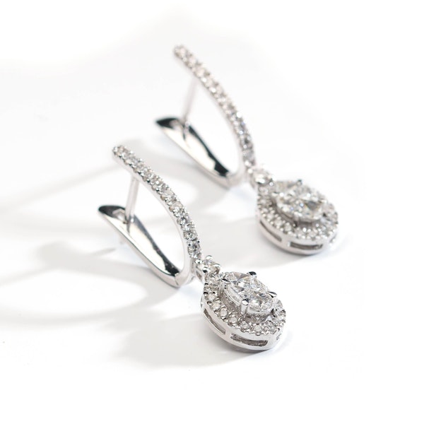 Modern Diamond And White Gold Cluster Drop Earrings, 1.53 Carats - image 3