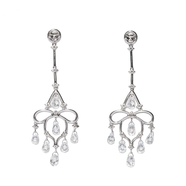Modern Briolette Diamond And White Gold Drop Earrings, 7.23 Carats - image 4