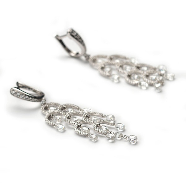 Modern Briolette Diamond And White Gold Drop Earrings, 7.92 Carats - image 2