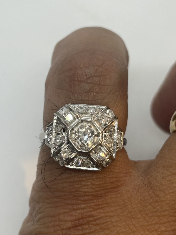 Lovely Art Deco French diamond platinum ring at Deco&Vintage Ltd - image 4