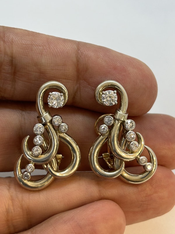 Beautiful and different 1930,s Deco French pair of diamond earrings at Deco&Vintage Ltd - image 3