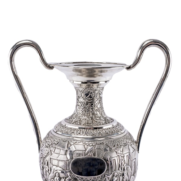 A Chinese silver cast and chased vase with makers mark WC, probably for Wing Chung of Hong Kong (active c.1850-1900) and made for the export market c.1870 - image 2
