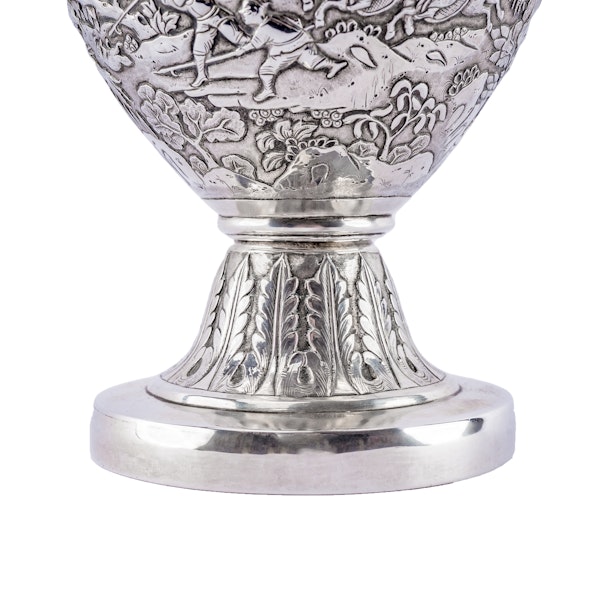 A Chinese silver cast and chased vase with makers mark WC, probably for Wing Chung of Hong Kong (active c.1850-1900) and made for the export market c.1870 - image 3