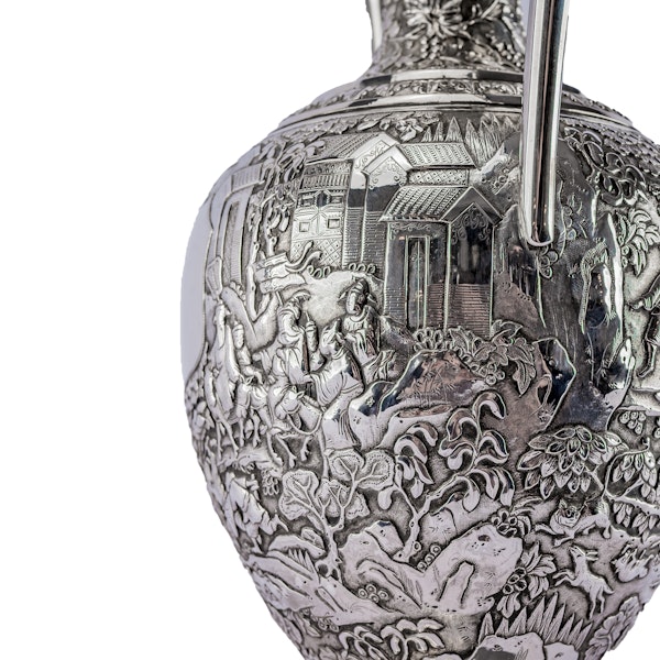 A Chinese silver cast and chased vase with makers mark WC, probably for Wing Chung of Hong Kong (active c.1850-1900) and made for the export market c.1870 - image 6