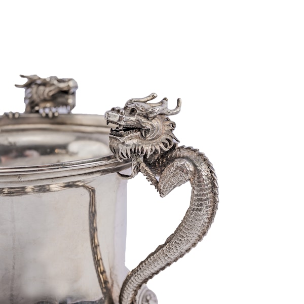 Antique Chinese Silver Loving Cup/Vase, Kylins & Dragons, Luen Hing, Shanghai circa 1900 - image 3