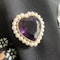 Vintage Amethyst, Cultured Pearl And Gold Heart Brooch Pendant, Circa 1970 - image 2