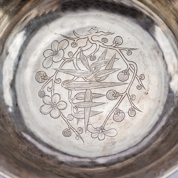 Antique Chinese Silver & Parcel-Gilt Bowl, Medallions  -  Chaozhou, (Chao Zhou) ( 潮州), China, late 19th Century - image 7