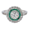 Art deco emerald and diamond target ring SKU: 6593 DBGEMS - image 1