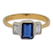 Emerald cut sapphire and baguette diamond engagement ring SKU: 6603 DBGEMS - image 1