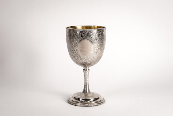 Large Fine Indian Lucknow Solid Silver Goblet Coriander Pattern - c.1870 - image 3