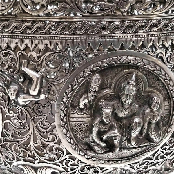 Antique Burmese Silver Pierced Bowl, Maung Hywet Nee - Late 19th C. - image 3