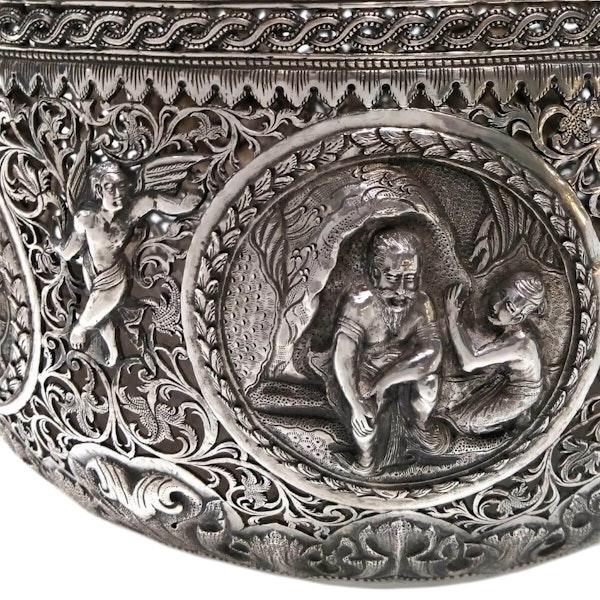 Antique Burmese Silver Pierced Bowl, Maung Hywet Nee - Late 19th C. - image 5
