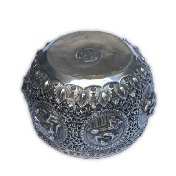 Antique Burmese Silver Bowl, Pierced Design - 19th Century - image 5