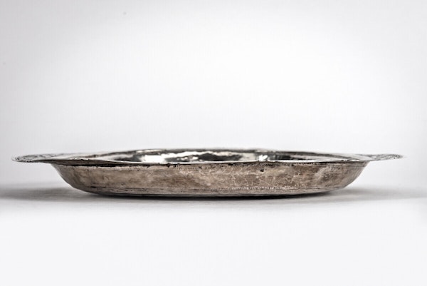 An Antique Malaysian/Malay Solid Silver Dish with Fine Foliate Engravings - image 5