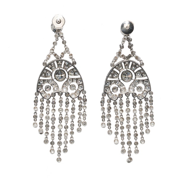 Diamond And Platinum Fringe Drop Earrings, Circa 1935, 6.93 Carats - image 5
