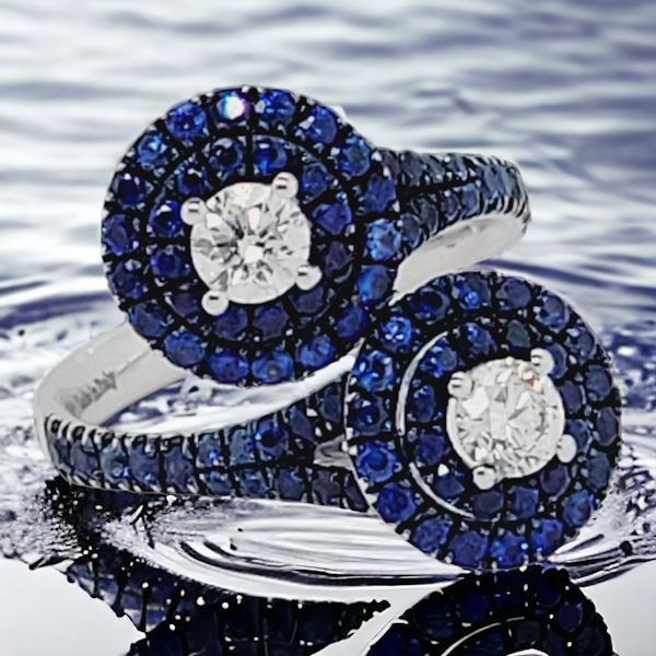 Cool Modern sapphire and diamond cross over dress ring SKU: 6618 DBGEMS - image 2