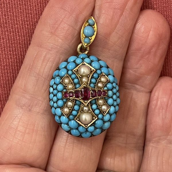 Victorian turquoise decorated pendant - image 3