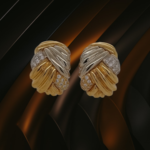 Italian Vintage Gold and Diamond Earrings