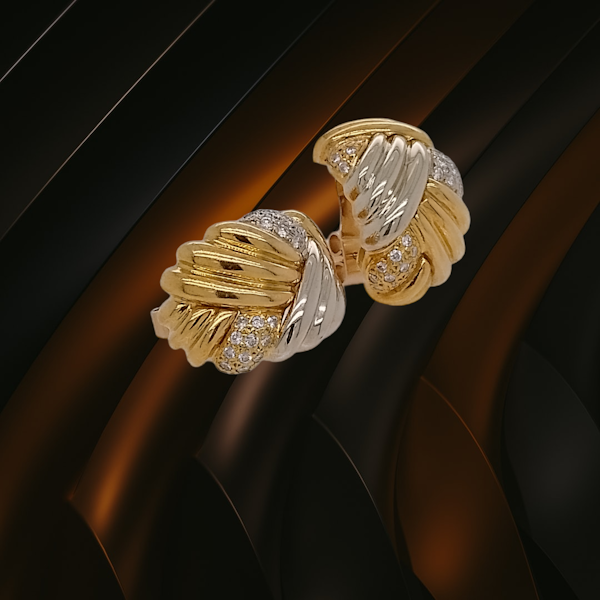Italian Vintage Gold and Diamond Earrings - image 3