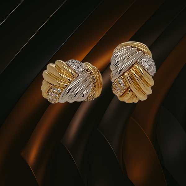 Italian Vintage Gold and Diamond Earrings - image 4