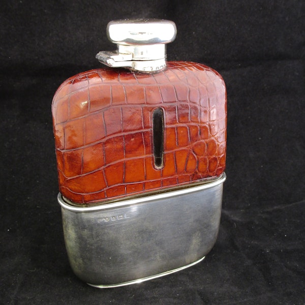 Sterling silver and crocodile Hipflask - image 6