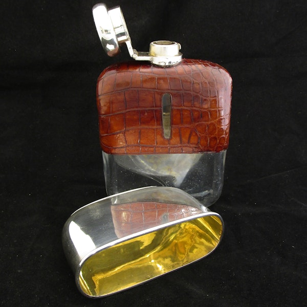 Sterling silver and crocodile Hipflask - image 3