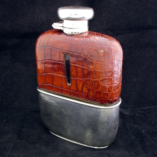 Sterling silver and crocodile Hipflask - image 5
