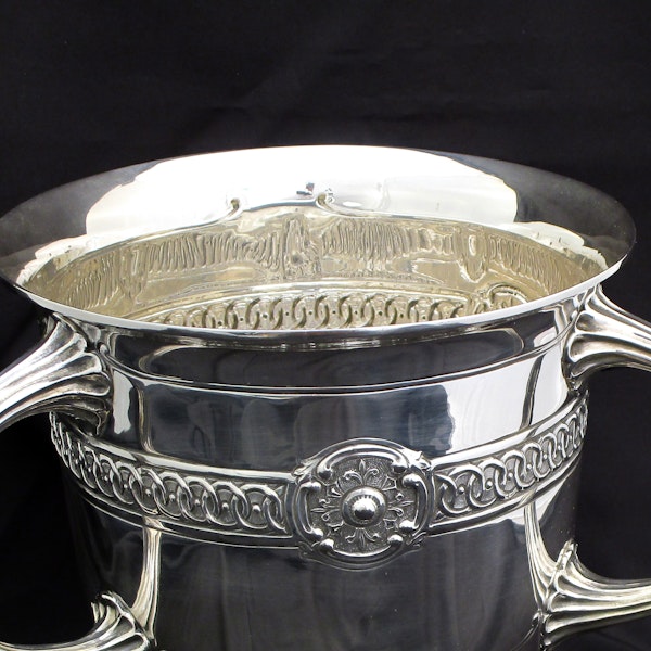 A large heavy , classic design three handle trophy cup. - image 9