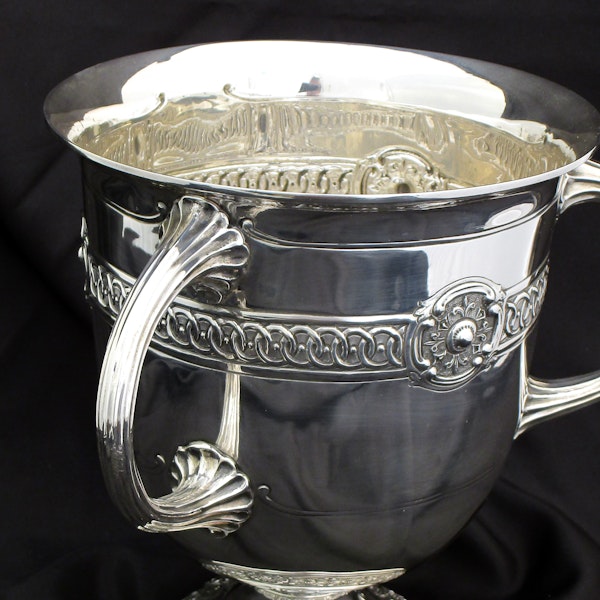 A large heavy , classic design three handle trophy cup. - image 8
