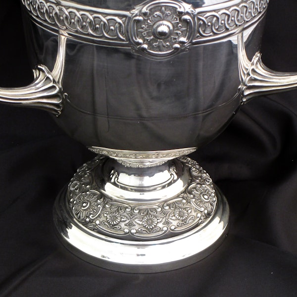 A large heavy , classic design three handle trophy cup. - image 10