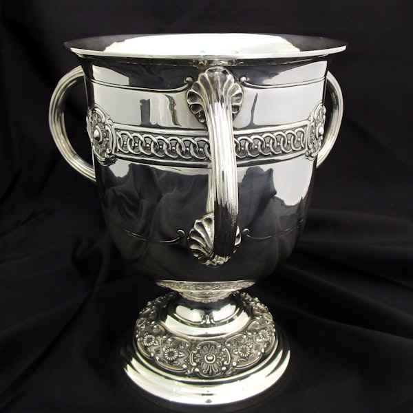 A large heavy , classic design three handle trophy cup. - image 3