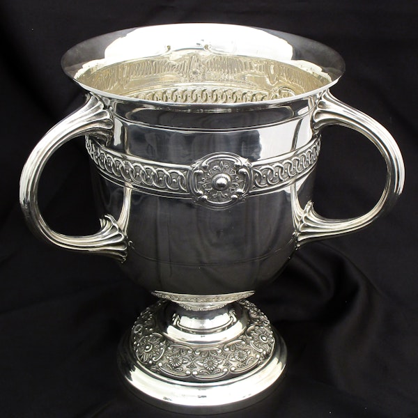 A large heavy , classic design three handle trophy cup. - image 11